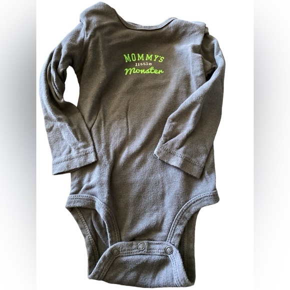 Carters Onsie and pant set Mommy’s little monster gray white 12 months - Picture 3 of 6